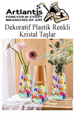 Dekoratif Plastik Renkli Kristal Taşlar 45 li 1 Paket Oyuncak Elmas Taşlar Oyuncak Değerli Taşlar