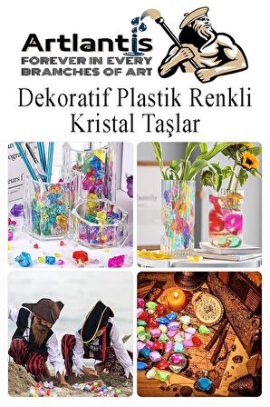 Dekoratif Plastik Renkli Kristal Taşlar 45 li 1 Paket Oyuncak Elmas Taşlar Oyuncak Değerli Taşlar