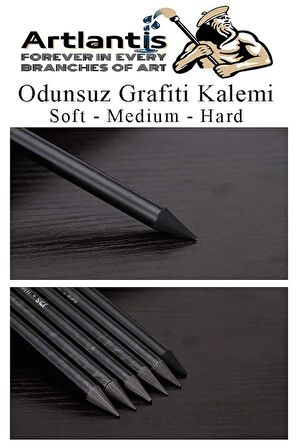Odunsuz Grafiti Kalemi 3 lü 1 Paket Odunsuz Kömür Kalemi Füzen Kalemi Çizim Kalemi Eskiz ve Karakalem Kalemi