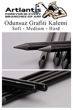Odunsuz Grafiti Kalemi 3 lü 1 Paket Odunsuz Kömür Kalemi Füzen Kalemi Çizim Kalemi Eskiz ve Karakalem Kalemi