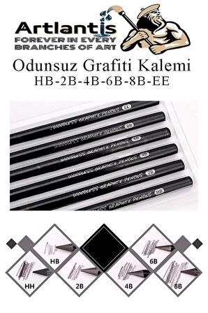 Odunsuz Grafiti Kalemi 6 lı 1 Paket Odunsuz Kömür Kalemi Füzen Kalemi Çizim Kalemi Eskiz ve Karakalem Kalemi