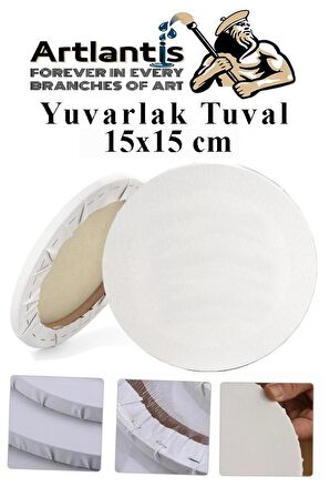 Yuvarlak Tuval 15x15 cm 1 Adet Arkadan Zımbalı Astarlı Resim Tuvali Akrilik Boya Yağlı Boya Daire Tuval