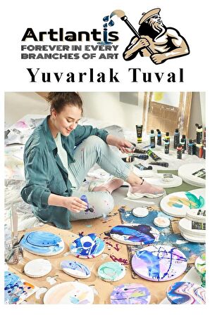 Yuvarlak Tuval 15x15 cm 1 Adet Arkadan Zımbalı Astarlı Resim Tuvali Akrilik Boya Yağlı Boya Daire Tuval