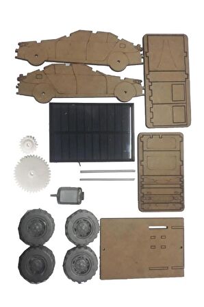 Güneş Enerjili Araba Yapım Seti 1 Paket Güneş Paneli Motor Çark Dişli Şaft Deney Seti Solar Enerjili Araba