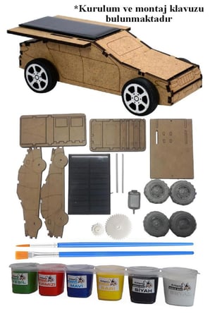 Boyanabilir Güneş Enerjili Araba Yapım Seti 1 Paket Güneş Paneli Motor Çark Dişli Şaft Deney Seti Solar Enerjili Araba