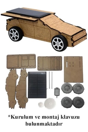 Boyanabilir Güneş Enerjili Araba Yapım Seti 1 Paket Güneş Paneli Motor Çark Dişli Şaft Deney Seti Solar Enerjili Araba