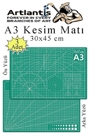 Kesim Matı A3 30x45 cm Çift Taraflı 3 Adet Çizim Matı Kesme Madı Kesim Tablası Kesim Altlığı