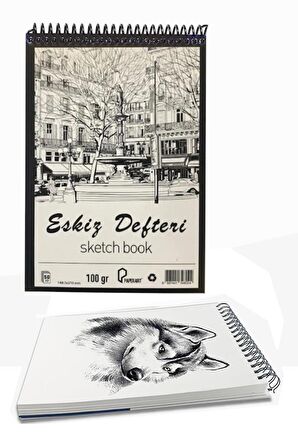 Eskiz Defteri A4 Spralli 50 Yaprak 1 Adet 100 gr 210x297 mm Sketch Book Üstten Açılmalı Ezkiz Defteri