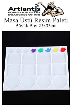 Masa Üstü Resim Paleti 1 Adet 20 Hazneli Boya Paleti 25X33 cm Sanatsal Boyalar İçin Büyük Palet Akrilik Boya Yağlı Boya Guaj Boya