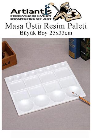 Masa Üstü Resim Paleti 1 Adet 20 Hazneli Boya Paleti 25X33 cm Sanatsal Boyalar İçin Büyük Palet Akrilik Boya Yağlı Boya Guaj Boya