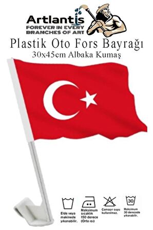 Plastik Otofors Bayrak 30x45 cm 1 Adet Konvoy ve Araç  Bayrağı Cama Takılan Bayrak Türk Bayrağı Oto Fors