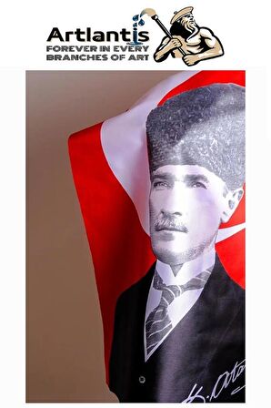 Atatürk Baskılı Türk Bayrağı 50x75 cm 1 Adet Bayraklı Atatürk Posteri Dijital Baskı Raşel Kumaş İç ve Dış Ortama Uygundur