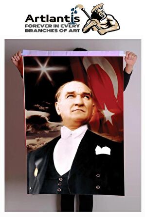 Atatürk Baskılı Türk Bayrağı 70x105 cm 1 Paket Bayraklı Atatürk Posteri Dijital Baskı Raşel Kumaş İç ve Dış Ortama Uygundur