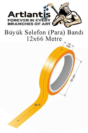 12x66 Metre Selefon Bant 3 Adet Büro Bandı Büyük Bant Makinelerine Uyumlu Kırtasiye Şeffaf Para Bandı