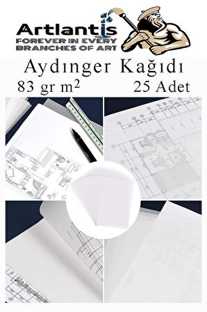 Aydınger Kağıdı A3 83 gr 25'li 1 Paket Eskiz Kağıdı Lineplus Asetat Kalemi S 0.3 Siyah Kırmızı Mavi