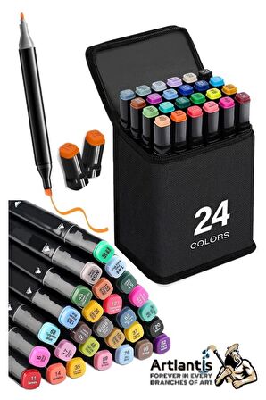 Eskiz Defteri A5 50 Yaprak 100 gr 1 Adet 24 Renk Çift Taraflı Marker Kalem 24 Adet Touch Çift Uçlu