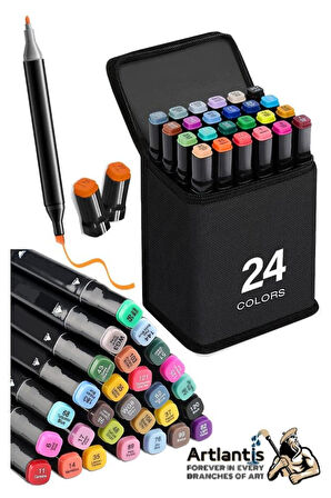 Eskiz Defteri A4 50 Yaprak 100 gr 1 Adet 24 Renk Çift Taraflı Marker Kalem 24 Adet Touch Çift Uçlu
