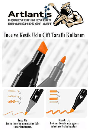 Eskiz Defteri A4 50 Yaprak 100 gr 1 Adet 24 Renk Çift Taraflı Marker Kalem 24 Adet Touch Çift Uçlu