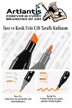 Eskiz Defteri A4 50 Yaprak 100 gr 1 Adet 48 Renk Çift Taraflı Marker Kalem 48 Adet Touch Çift Uçlu