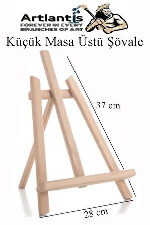 Masa Üstü Şövale 1 Adet Küçük Şövalye 28x37 cm Çam Ağacından İmal Edilmiştir Sanatsal Tuval Sergi