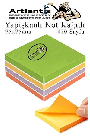 Yapışkanlı Not Kağıdı 5 Renk 450 Sayfa 1 Paket Gizemli Küp Blok Yapışkanlı Postit 75x75 mm Renkli 