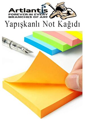 Yapışkanlı Not Kağıdı 5 Renk 400 Sayfa 1 Paket Küp Blok Yapışkanlı Postit 75x75 mm Fosforlu Renkli