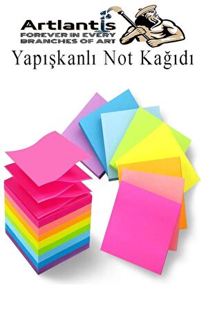 Yapışkanlı Not Kağıdı 5 Renk 400 Sayfa 1 Paket Küp Blok Yapışkanlı Postit 75x75 mm Fosforlu Renkli