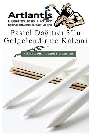 Pastel Dağıtıcı Gölgelendirme Kalemi 3 lü 1 Paket Kaynaştırma Kalemi Kara Kalem Dağıtıcı Kalem Kağıt Kalem