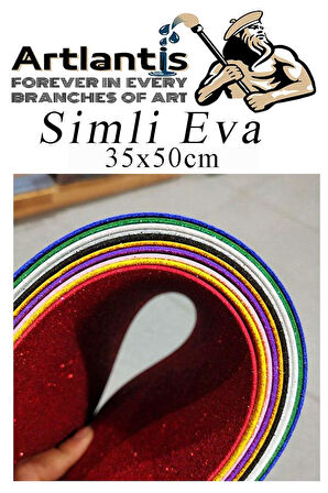Simli Eva 35x50 cm 10 Renk 1 Paket Simli Eva Süngeri 10'lu Okul Kreş Anasınıfı Elişi Etkinlikleri