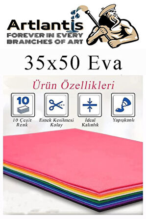 Eva 10 Renk 35x50 cm 1 Paket Düz Eva Süngeri 10 Lu Renkli Eva 35*50 Elişi Okul Öncesi Ana Sınıfı İlkokul