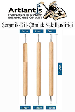 Seramik Kil Çömlek Şekillendirici 3 lü 1 Paket Seramik Modelaj Oyma Seti Heykel Hobi Tasarım