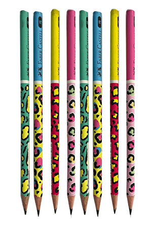 Safari Yuvarlak Kurşun Kalem 8 Adet 1 Paket Faber Kurşun Kalem 2B Siyah Kurşun Kalem Safari Desenli 2B Kalem