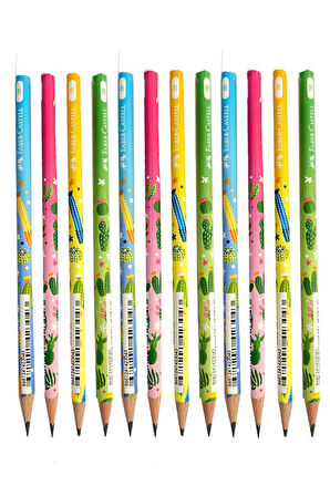 Kaktüs Yuvarlak Kurşun Kalem 12 Adet 1 Paket Faber Kurşun Kalem 2B Siyah Kurşun Kalem Kaktüs Desenli 2B Kalem