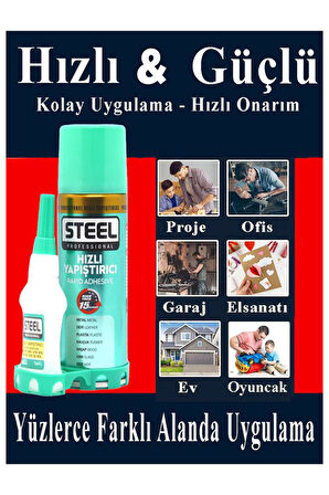 Hızlı Yapıştırıcı Spreyli 200 ml 1 Adet Activatör Spreyli Mdf Japon Yapıştırıcı Seti Genel Amaçlı Profesyonel Hızlı Yapıştırıcı