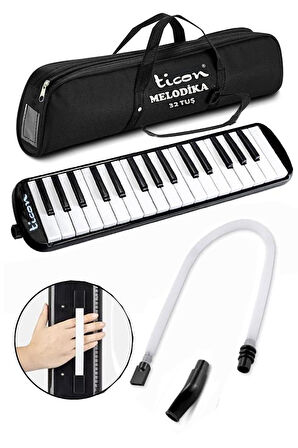 Melodika 32 Tuşlu Mavi Bez Çantalı 1 Adet Müzik Defteri A4 Plastik Kapak 40 Yaprak Spralli 1 Adet Hortumlu Melodika Askılı Taşıma Kulplu Okul Öğrenci