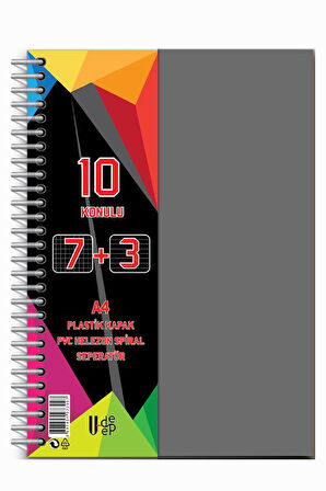 7+3+1 Ayraçlı Defter 11 Konulu 225 Yaprak 1 Adet 7 Kareli 3 Çizgili 1 Çizgisiz Spralli Plastik Kapak Seperatörlü
