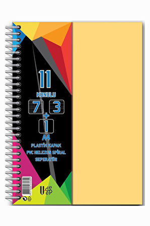 7+3+1 Ayraçlı Defter 11 Konulu 225 Yaprak 1 Adet 7 Kareli 3 Çizgili 1 Çizgisiz Spralli Plastik Kapak Seperatörlü