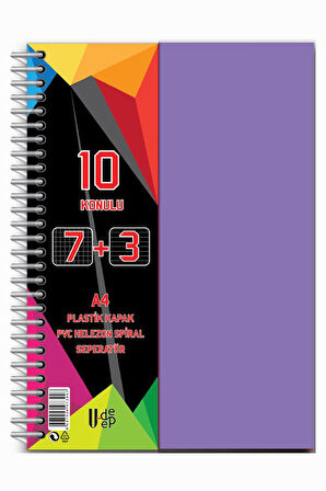 7+3+1 Ayraçlı Defter 11 Konulu 225 Yaprak 1 Adet 7 Kareli 3 Çizgili 1 Çizgisiz Spralli Plastik Kapak Seperatörlü