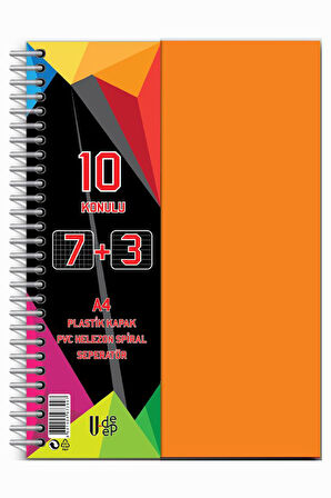 7+3+1 Ayraçlı Defter 11 Konulu 225 Yaprak 1 Adet 7 Kareli 3 Çizgili 1 Çizgisiz Spralli Plastik Kapak Seperatörlü
