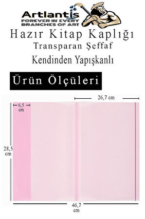 Hazır Kitap Kaplığı Şeffaf Buzlu Kırmızı 10 Adet 1 Paket Cırtlı Ayarlanabilir Kendinde Yapışkanlı Kaplık Okul Sınıf
