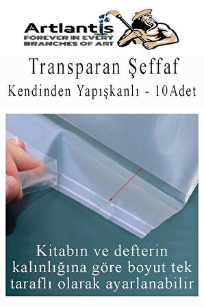 Hazır Kitap Kaplığı Şeffaf Buzlu Kırmızı 10 Adet 1 Paket Cırtlı Ayarlanabilir Kendinde Yapışkanlı Kaplık Okul Sınıf