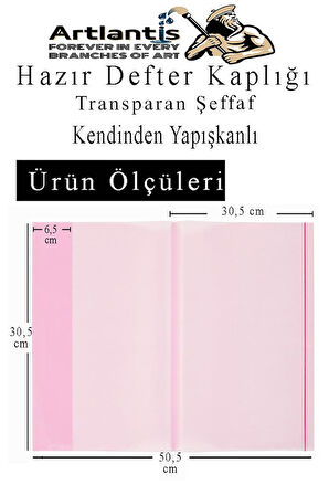 Hazır Defter Kaplığı Şeffaf Buzlu Kırmızı A4 10 Adet 1 Paket Cırtlı Ayarlanabilir Kendinde Yapışkanlı Kaplık Okul Sınıf