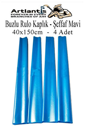 Buzlu Rulo Şeffaf Mavi Kaplık 4 Adet 40x150 cm Defter Kitap Kaplığı Okul Öğrenci Rulo Kaplık