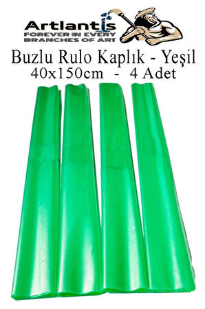 Buzlu Rulo Şeffaf Yeşil Kaplık 4 Adet 40x150 cm Defter Kitap Kaplığı Okul Öğrenci Rulo Kaplık