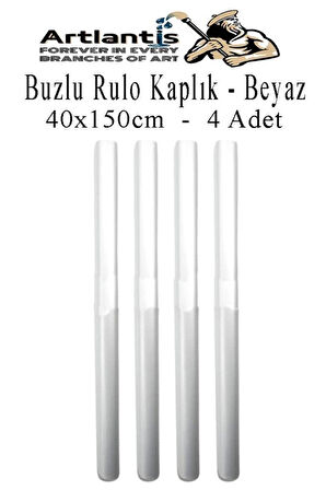 Buzlu Rulo Şeffaf Beyaz Kaplık 4 Adet 40x150 cm Defter Kitap Kaplığı Okul Öğrenci Rulo Kaplık