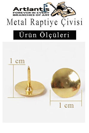 Metal Raptiye Çivisi 250 Adet 1 Paket Perçinli Altın Sarı Raptiye Nikel Kaplamalı Ev Okul Büro Yuvarlak Raptiye 