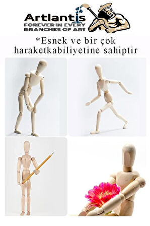 Ahşap İnsan Modeli 30 cm 1 Adet İnsan Figürlü Ahşap Model Manken Resim Ressam Eğitimi Tahta Adam Kukla Stilist