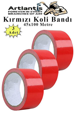 Kırmızı Koli Bantı 100 Metre 3 Adet 45mm x 100 Metre Renkli Koli Bandı Extra Güçlü Formül Akrilik Koli Bandı