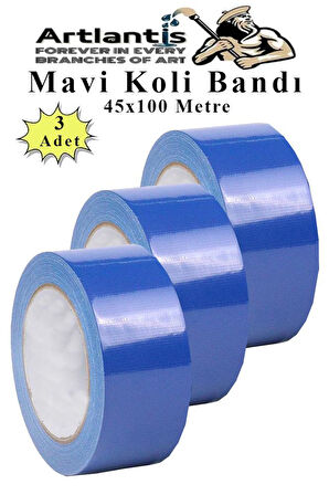 Mavi Koli Bantı 100 Metre 3 Adet 45mm x 100 Metre Renkli Koli Bandı Extra Güçlü Formül Akrilik Koli Bandı