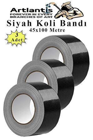 Siyah Koli Bantı 100 Metre 3 Adet 45mm x 100 Metre Renkli Koli Bandı Extra Güçlü Formül Akrilik Koli Bandı